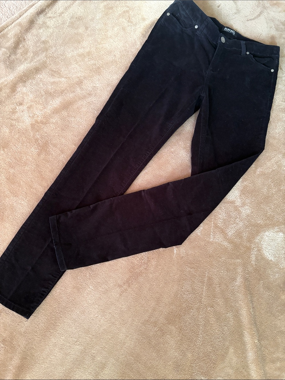 Buffalo David BrittonMarvel Black Mid-Rise Velvet Stretch Skinny Pants in Size 6